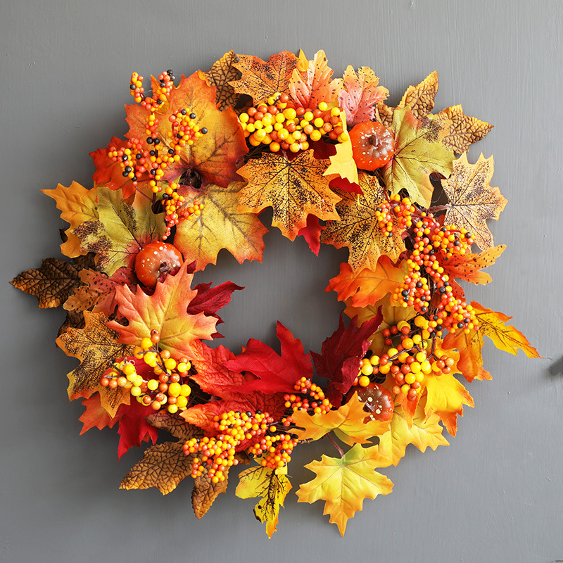 Lemon Halloween garland Berry maple leaf garland Door hanging bar window decoration Harvest Festival autumn garland