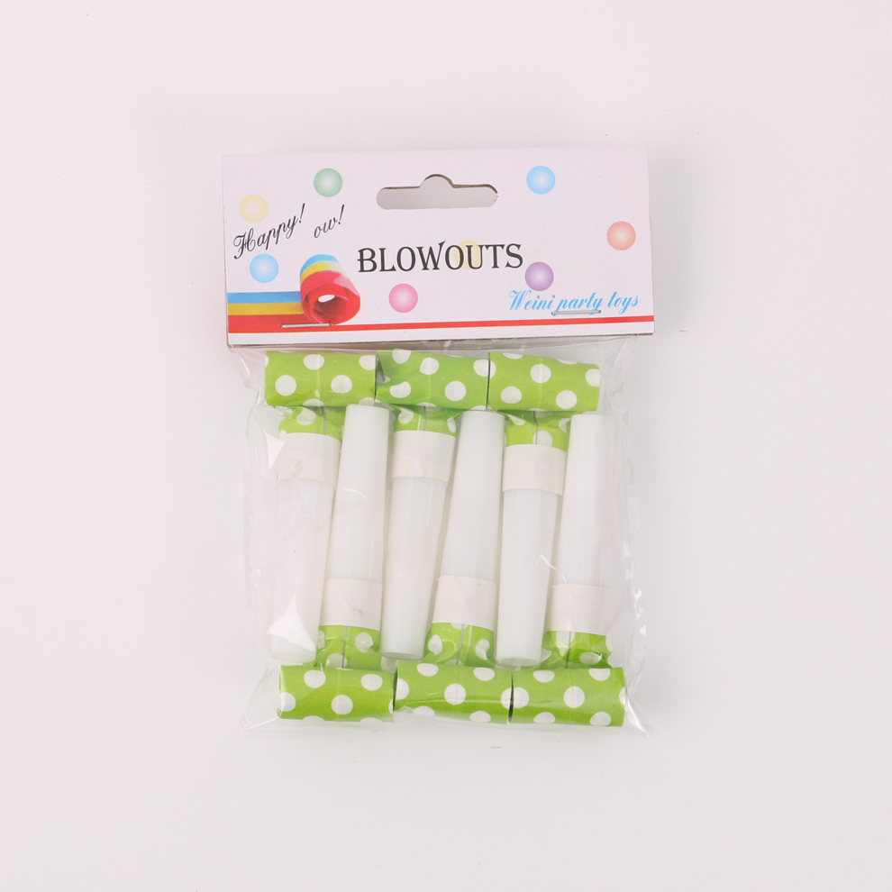 Transparent opp bags are used for birthday party decorations for boys and girls, featuring curling polka dots and dragon whistles Specification image
