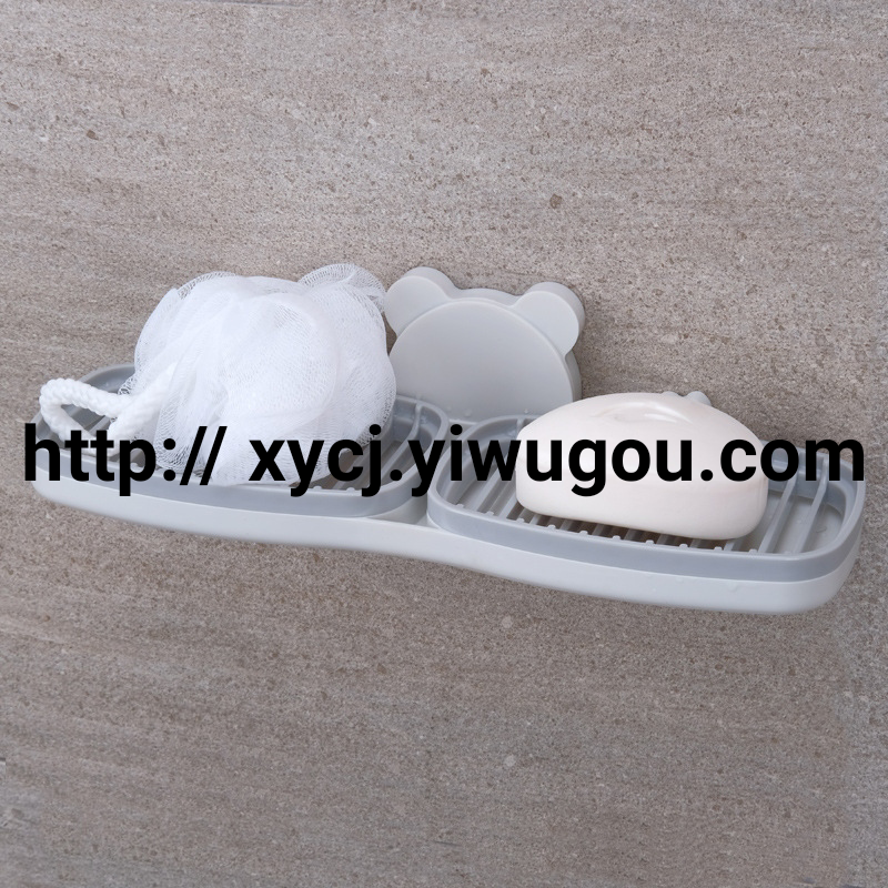 Bathroom soap box, bathroom wall-mounted soap box, non-perforated draining soap box, double-layer draining quick-drying, three-dimensional storage Specification image