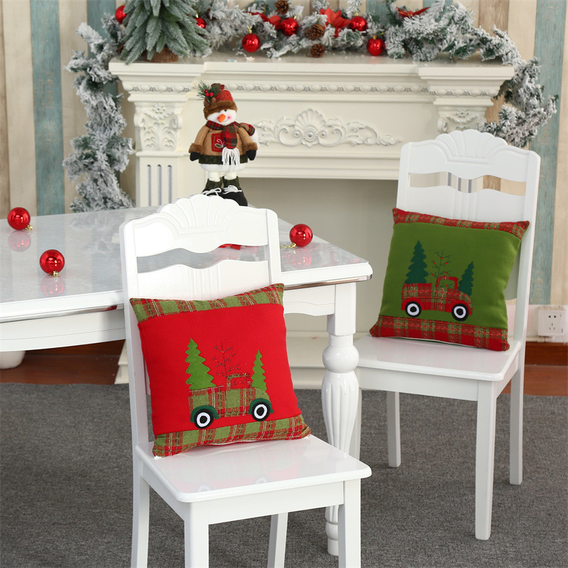 2021 new flannelette embroidered car pillowcase pillow case window decoration Christmas home decoration items