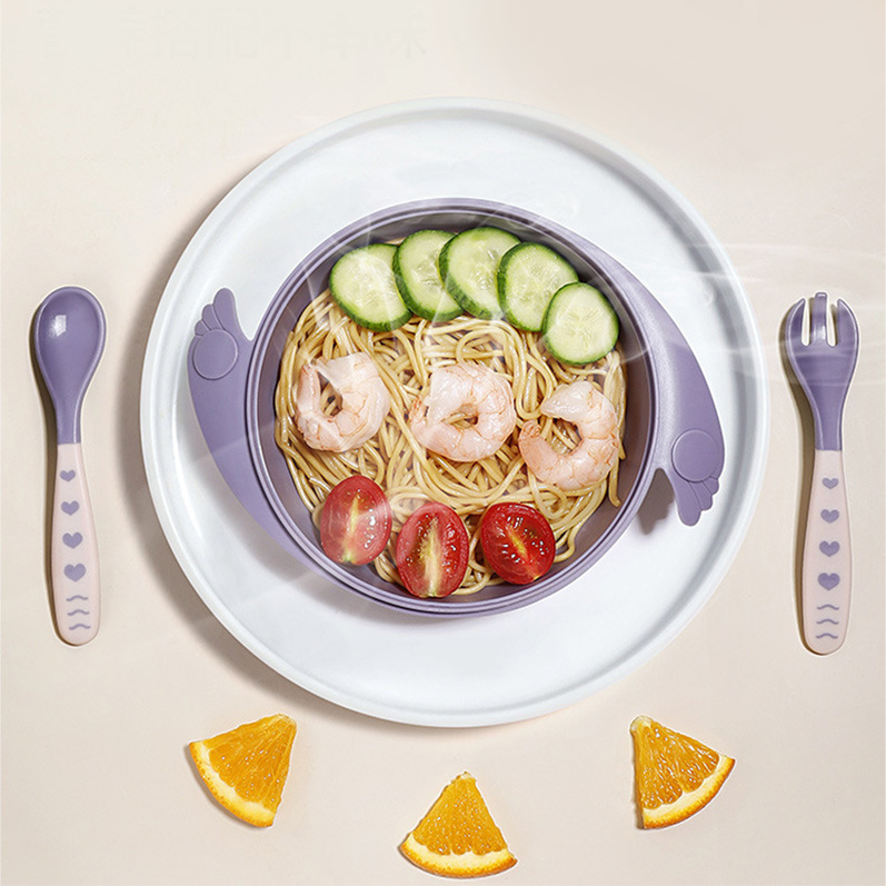 Baby feeding cutlery baby feeding fork suction cup baby side food bowl split cutlery anti slip anti drop bowl