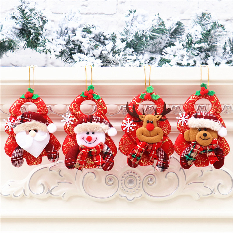 Christmas ornament Christmas tree pendant cartoon head old man snowman cloth hanging fireplace window bell hanging ornament