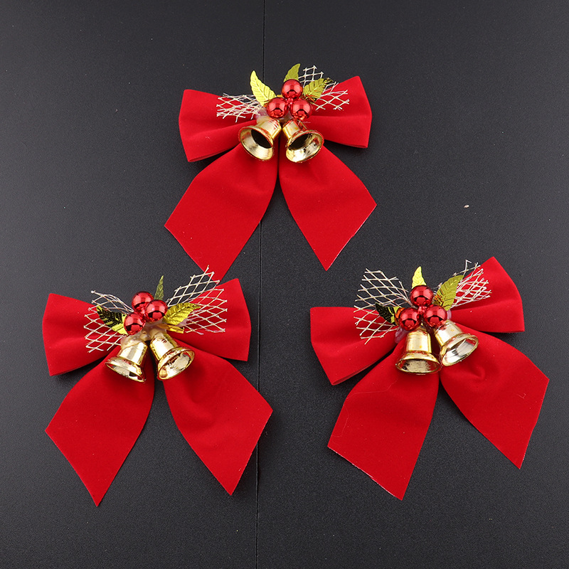 Christmas decorations Red bows with bells Christmas gift decorations Christmas tree garlands decorative accessories