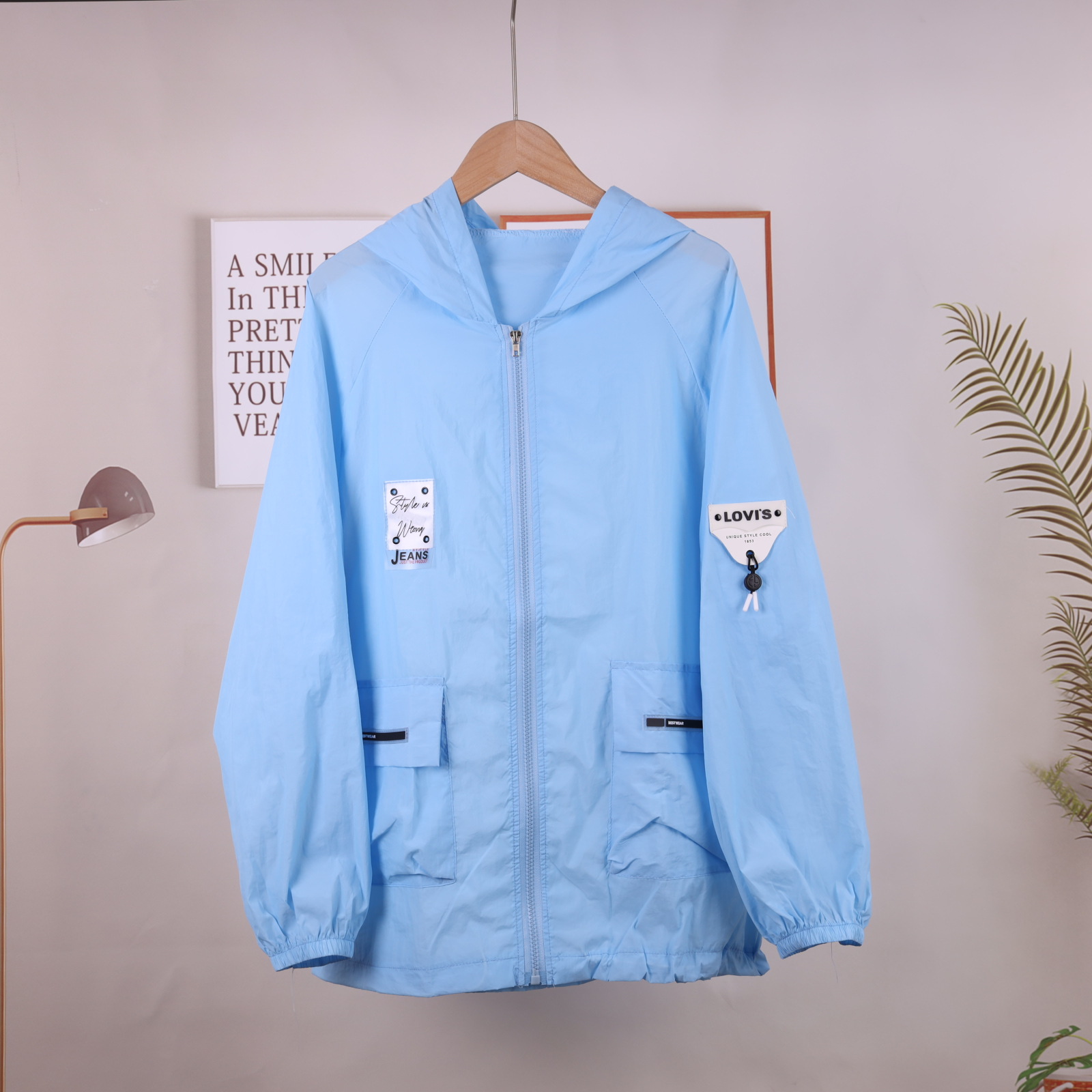 English large-sized short sun-protective clothing for girls, 2022 sun-protective clothing for girls, student uniform, Korean style thin loose mesh jacket Specification image