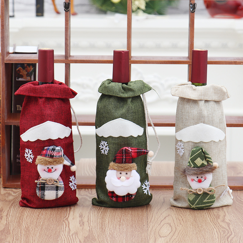 Christmas decoration Wine bottle set Wine bag gift bag Gift bag Christmas hotel table decoration