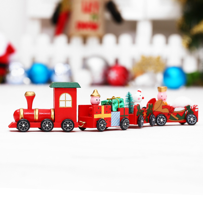 Christmas Polar Express special train Wooden toys Thomas ornaments decorative crafts railway steam train
