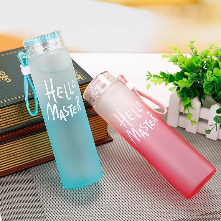 G62 Gradient color seven-color frosted glass Cup, vertical portable cup, creative couple water cup, advertising gift cup