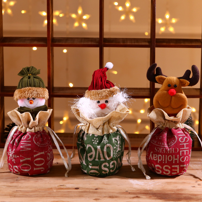 Christmas large Christmas children gift bag Linen Closing Apple bag Christmas Eve candy bag gift bag