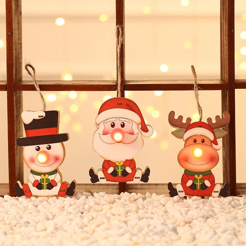 Christmas decorations Christmas wooden illuminated pendants children's gifts Christmas tree pendants scene decorative pendants
