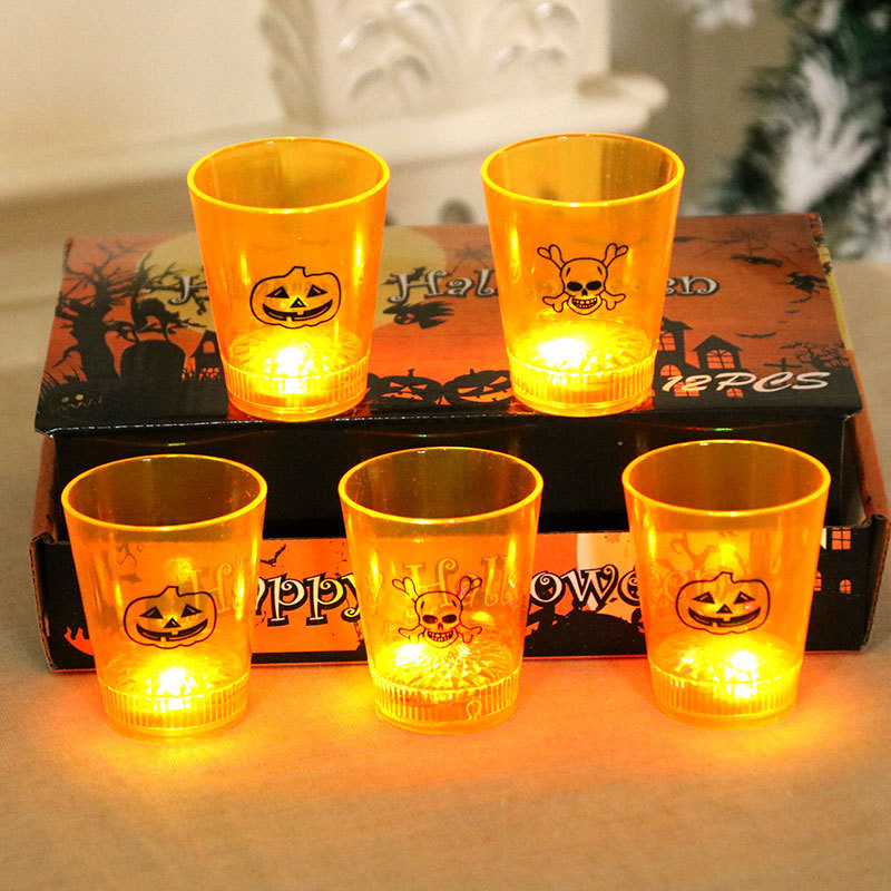Halloween party decorations LED electronic jack-o '-lantern Atmosphere Pumpkin candle lamp Skull glow cups