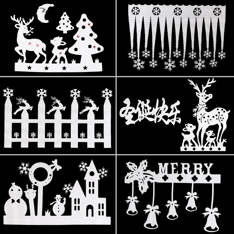 Christmas decorations snowflake shop Windows foam stickers on the wall deer fence Windows ice bars