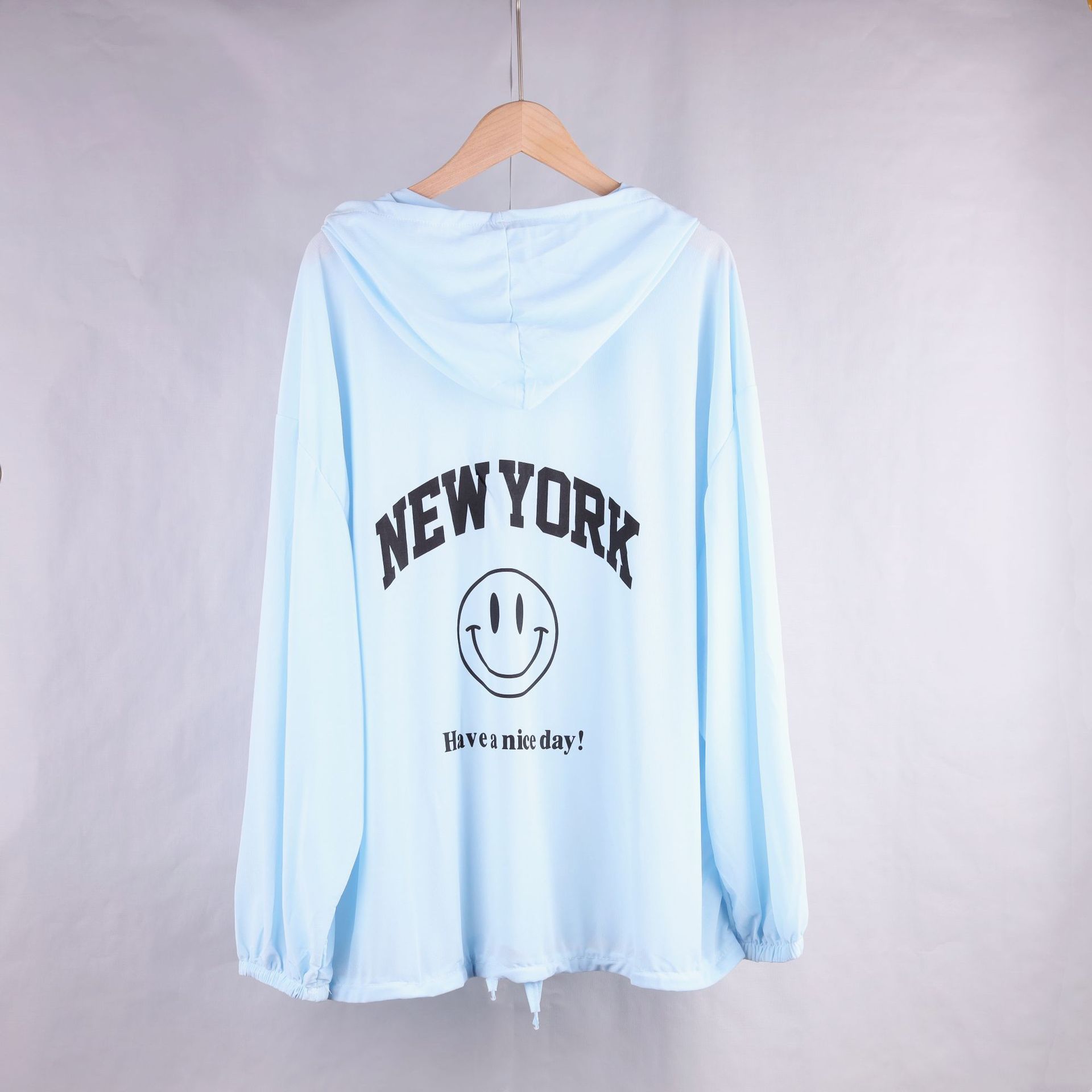 Smiling face large-sized sun-protective clothing for girls in 2022, multi-color sun-protective clothing for girls, student uniform, Korean style, thin and loose mesh jacket