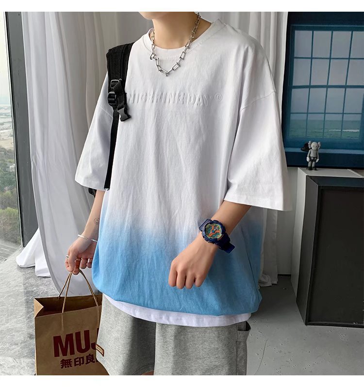 2022 New short-sleeved T-shirts for men's summer wear, trendy tops for students and youth, and round-neck base shirts for boys Application Scenario