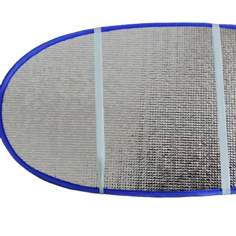 Blue-edged thickened small square electric bike sun protection pad, motorcycle and electric bike seat pad, waterproof double-sided aluminum film heat insulation pad Item Picture