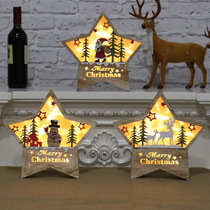 Christmas decorations, wooden five-pointed star decorations, shop window decorations, wooden decorations