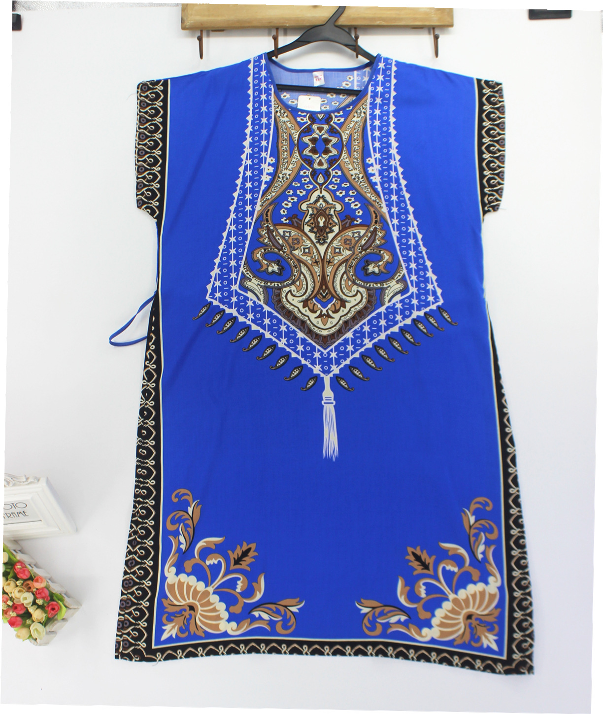 Long cotton silk dress, plus-size women's dress for chubby girls, oversized and loose, mom's wear, summer wear, home sleeping dress Specification image
