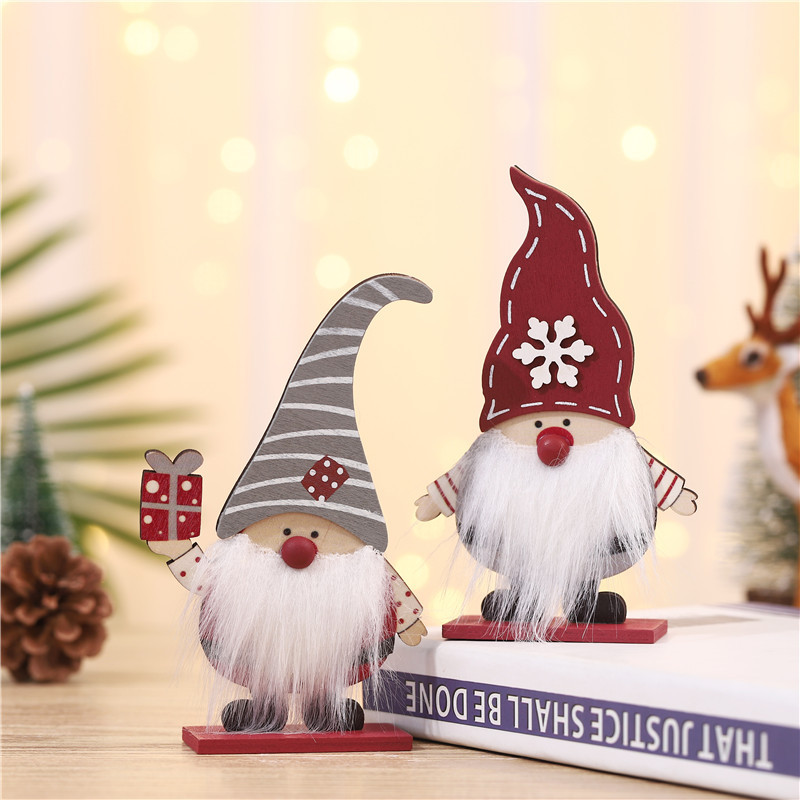 Christmas decorations forest old man standing table decoration wood party Santa Claus ornaments