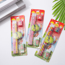 Stock supply of 6 pencil sets pencil plus eraser plus sharpener pencil sets 2 yuan store supply wholesale