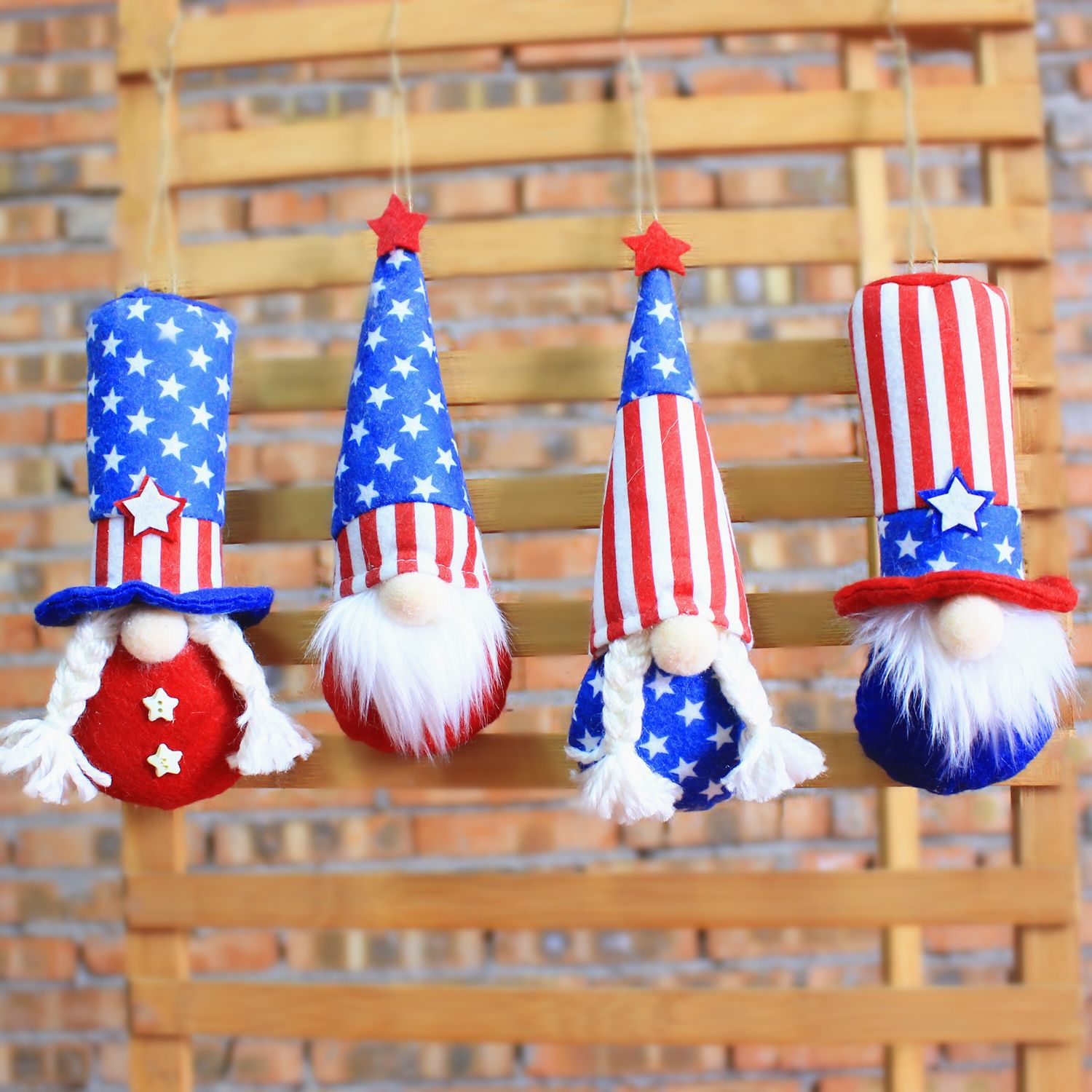 1 set of 4 independence Day dolls five-pointed Star Fourth of July dolls old man pendant party decorations