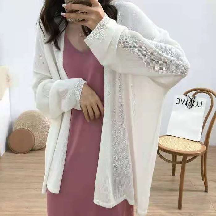 Ice silk linen loose lazy knit cardigan women 2021 summer thin breathable outside with shawl clothing air conditioning shirt thumbnail