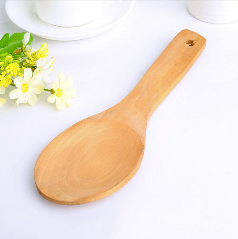 Origin and source: Kitchen utensils, wooden spoons, household wooden non-stick pans, wooden rice spoons, rice serving utensils, natural color wooden spoons details Picture