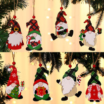 New Christmas decorations painted wood pendant Christmas tree faceless Rudolph motif pendant