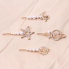 Korean version pearl hair clip, five-pointed star hair clip, girls' hair clip manufacturer's self-operated moon pearl frog clip edge clip details Picture