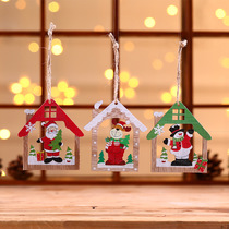 Christmas decorations wooden craft laser engraving Christmas tree pendants wooden creative painted wooden pendants