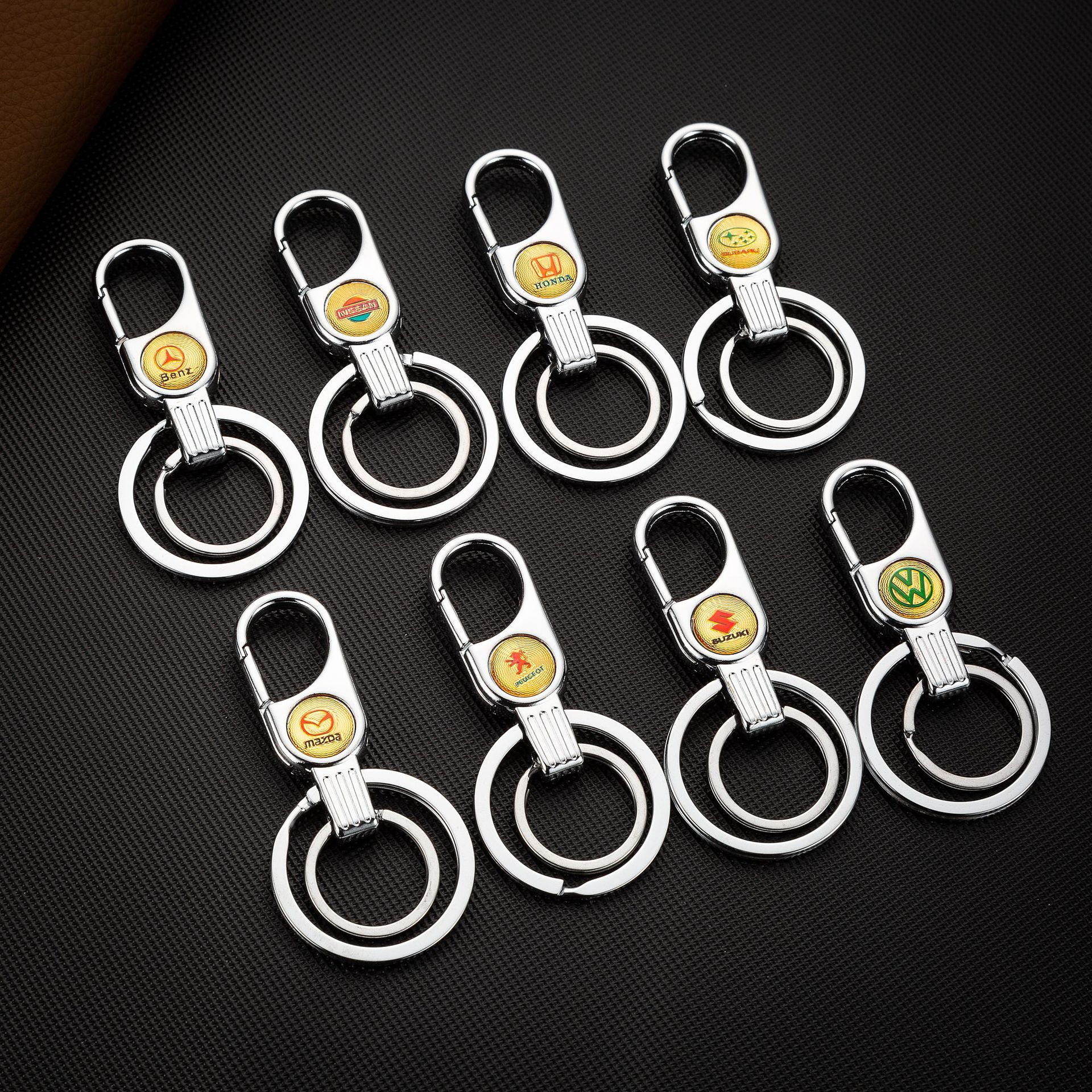 Mixed metal double ring plastic surface label key chain home creative key accessories boutique key chain wholesale