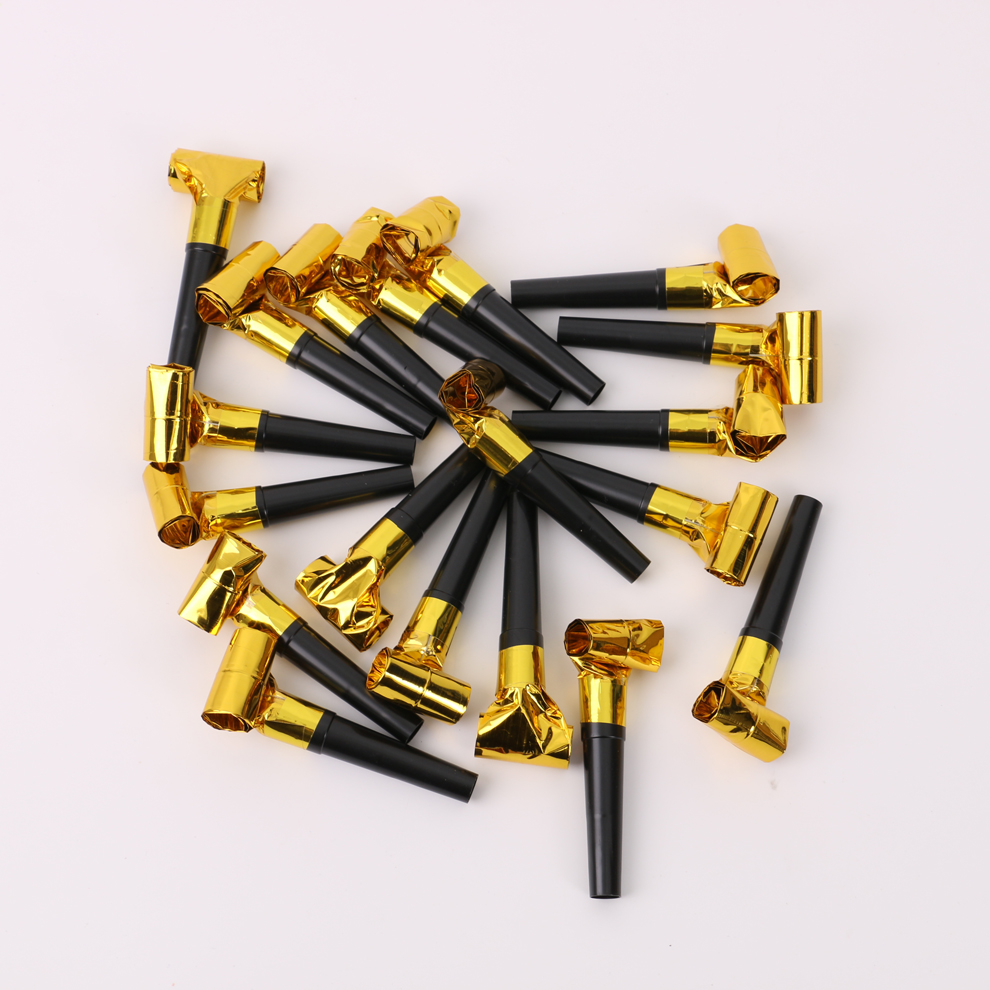 Black pipe with gold and silver blowing pipes, creative whistles, children's toys, cheering props, party celebration supplies Specification image