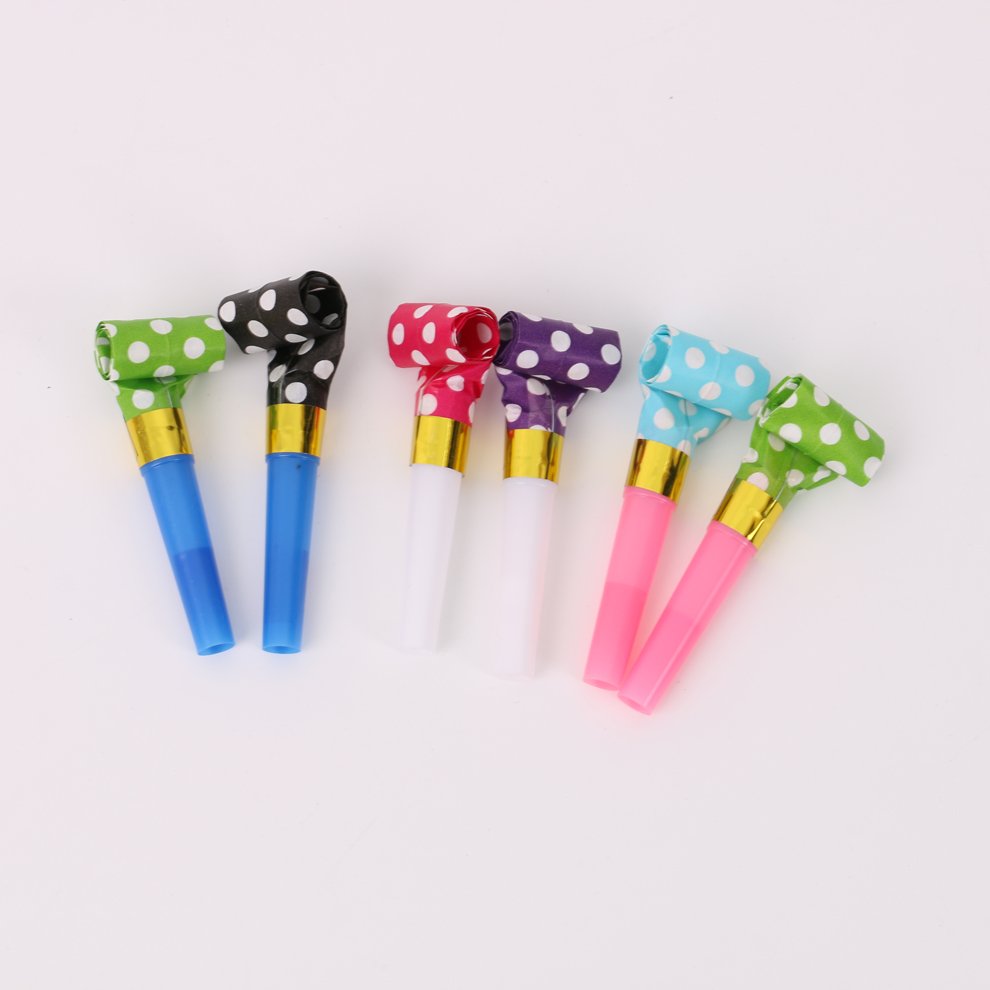 Colorful polka dot pattern blowing dragon cheerleading team birthday party and party fun props, multi-purpose blowing trumpet Application Scenario
