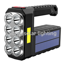 跨境太阳能充电手电筒太阳能手提灯USB强光手电筒应急充电手提灯