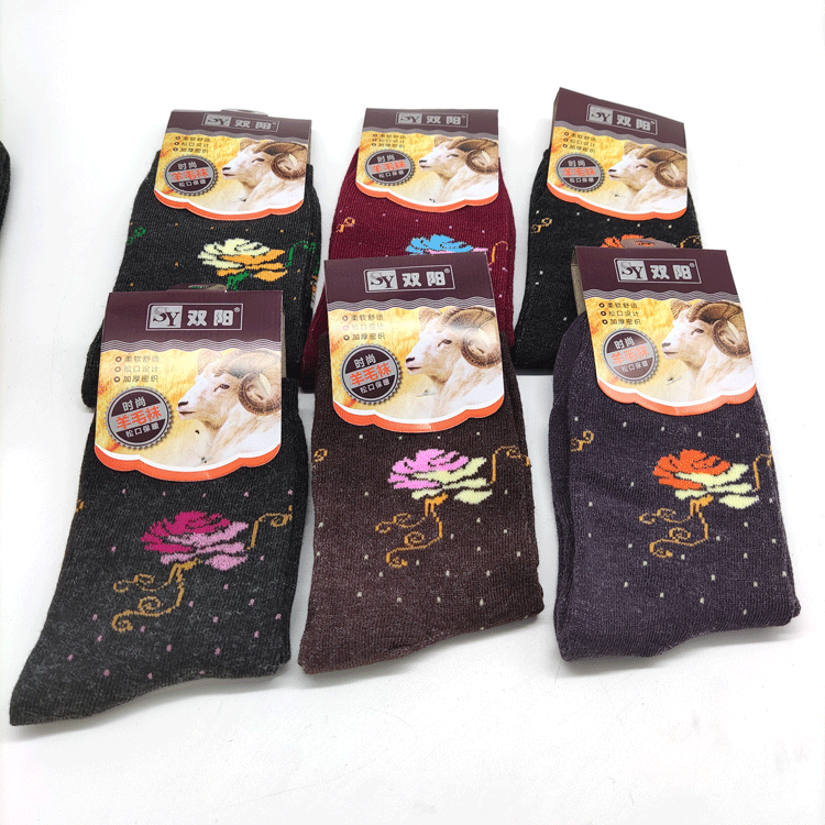 雪地仿羊毛袜子 休闲加厚男女袜保暖多色毛袜户外登山中筒袜批发