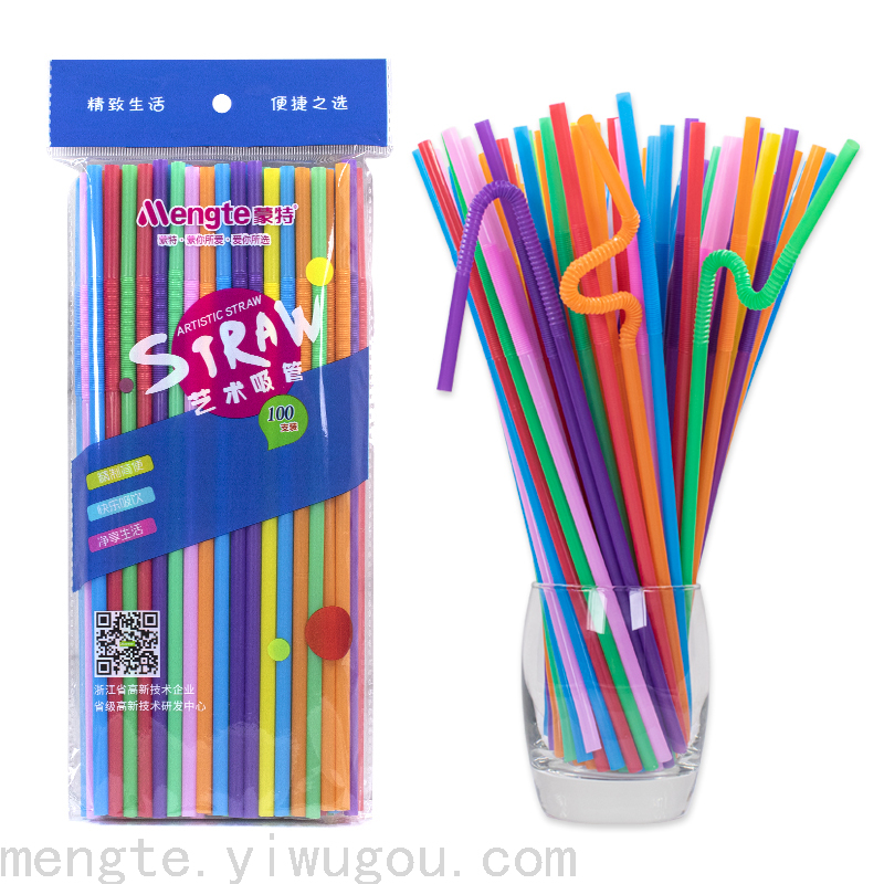 6Mm * 26Cm Mixed Color 100 Black Art Shape Foldable Children's Handmade Magic Birthday Party Straws Application Scenario
