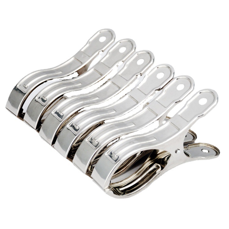 Factory stock of stainless steel quilt clips, 6 blister packs, 13cm large non-magnetic windproof multi-purpose clothes clips, steel quilt single clips Item Picture