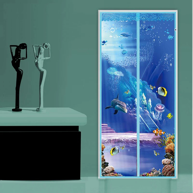 3D ocean fish: summer bedroom screen curtain anti mosquito screen door screen window encryption soft screen door manufacturers custom direct sales