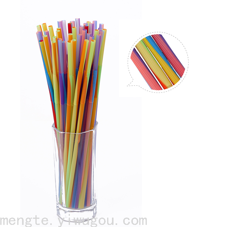 6Mm * 26Cm Mixed Color 50 Artistically Shaped Children's Hand-Made Foldable Plastic Environmentally Friendly Degradable Straws Item Picture