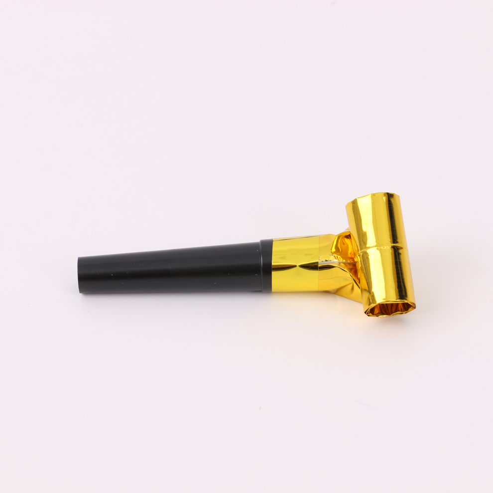 Black pipe with gold and silver blowing pipes, creative whistles, children's toys, cheering props, party celebration supplies Item Picture
