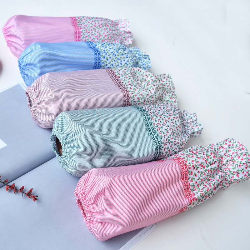 Big lotus sleeve Korean stripe floral long sleeve work sleeve home kitchen antipollution sleeve wholesale