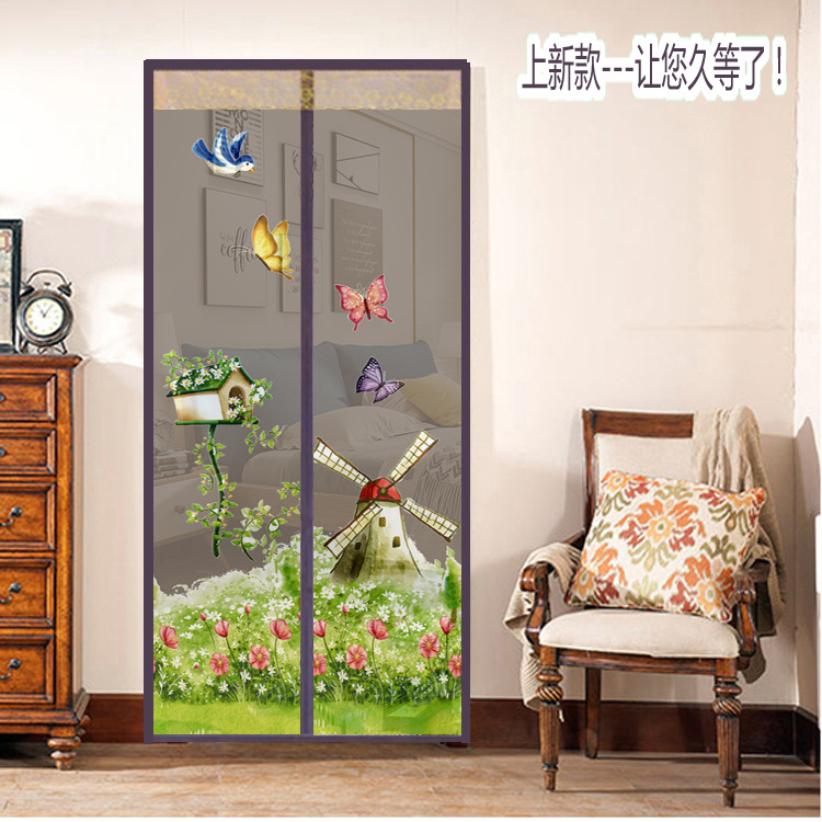 Summer door curtain mosquito repellent mosquito repellent door curtain magnetic bedroom soft screen door fly repellent partition screen door support customized