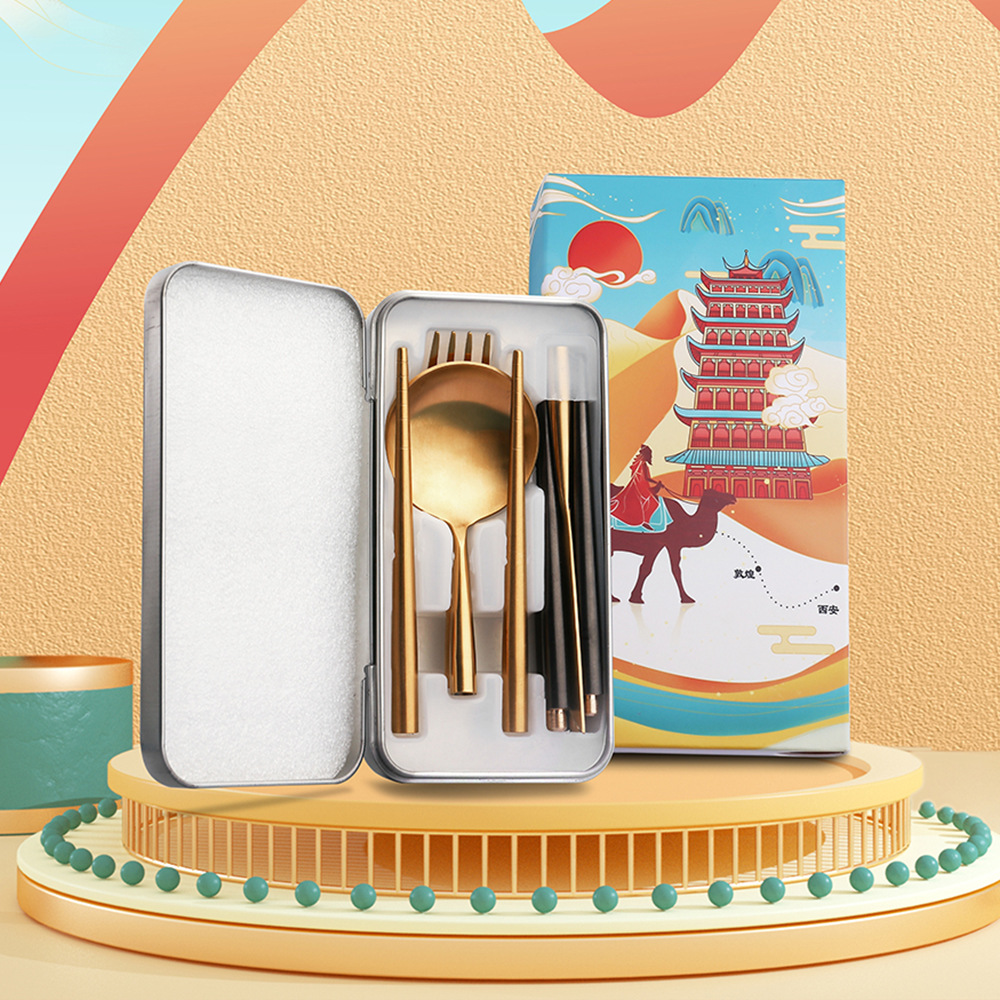 Portuguese knife, fork, spoon, chopsticks, stainless steel Western steak knife and fork detachable portable gift tableware set details Picture