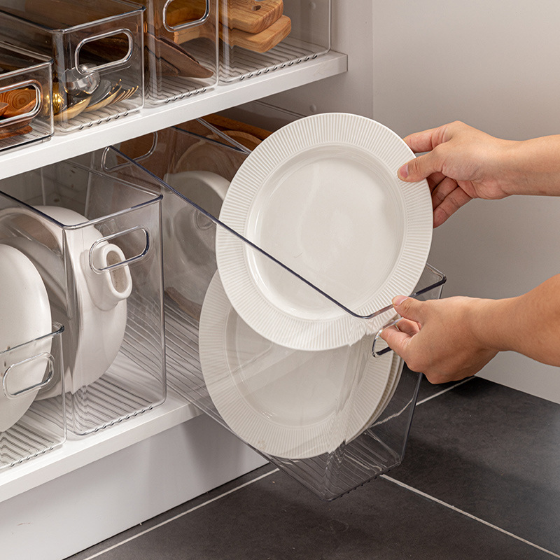X102-A9 Kitchen clutter storage box, cabinet storage box, transparent basket storage box, Small plastic snack drawer box details Picture