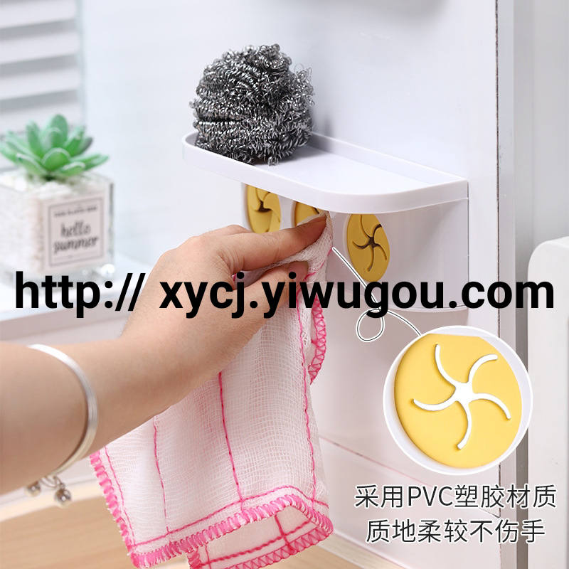 Japanese-style creative card hole storage rack, towel rack, non-drilling storage hook, kitchen cloth stopper, hand towel storage rack Application Scenario