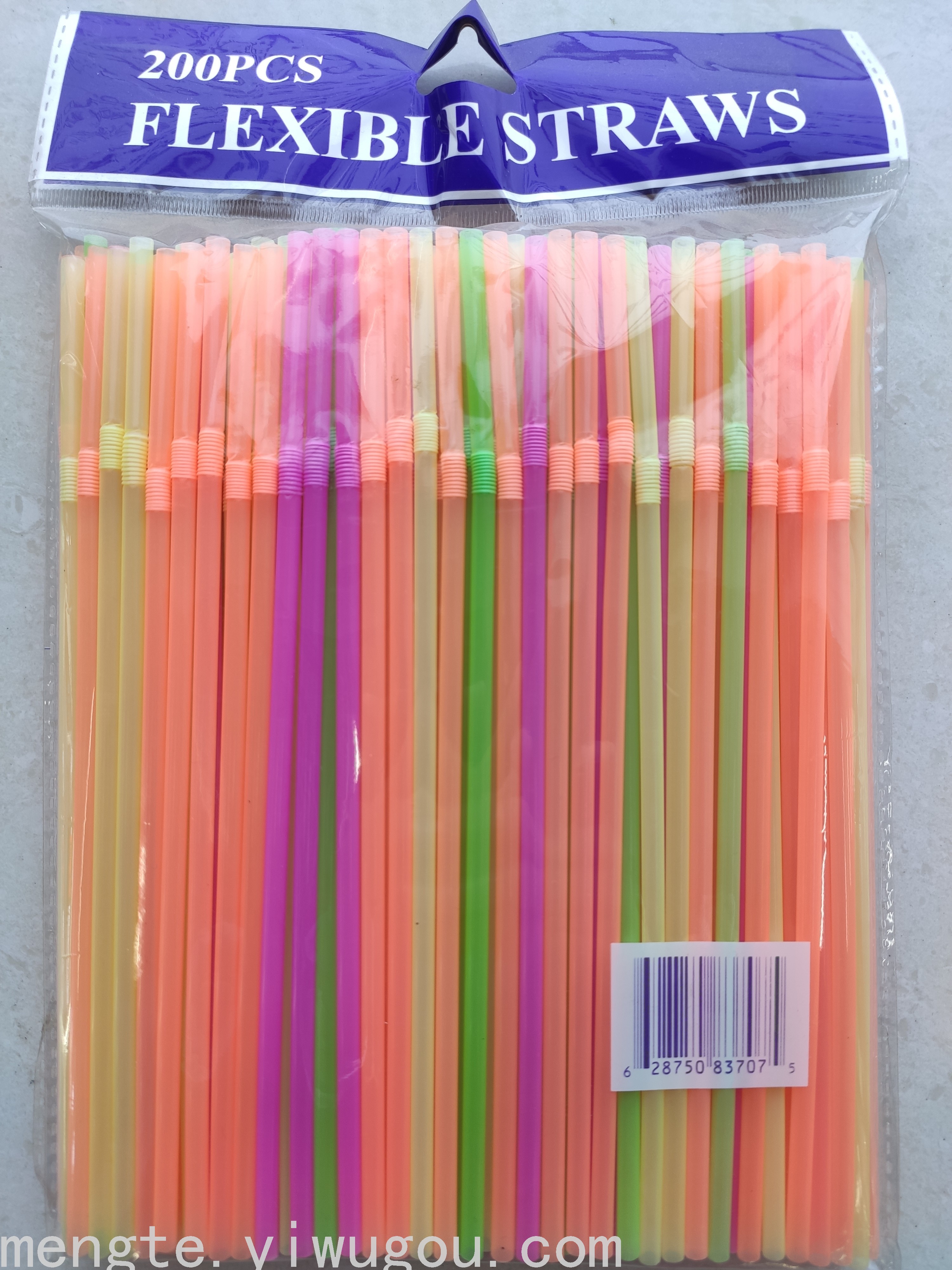 5Mm*21Cm200pcs Fluorescent Bendable Straw Out Of The Middle East Saudi Arabia Straw Cheap Plastic Color Straw Item Picture