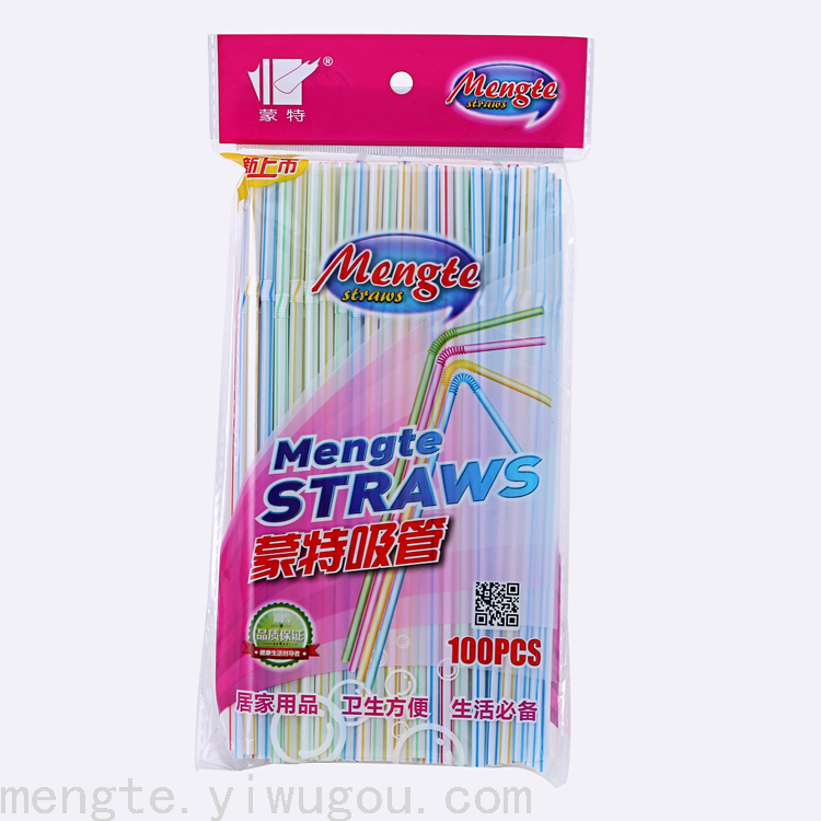 5Mm*21Cm Color Bar 100Pcs Bendable Plastic Ordinary Straws Exported To Africa Hot Soy Milk Drink Straws
