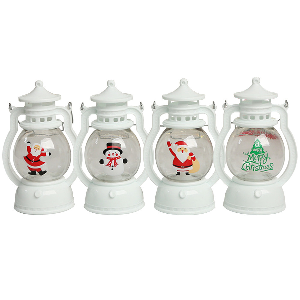 Christmas decorative wind lamps, portable led small oil lamps, snowman portable small horse lanterns Item Picture