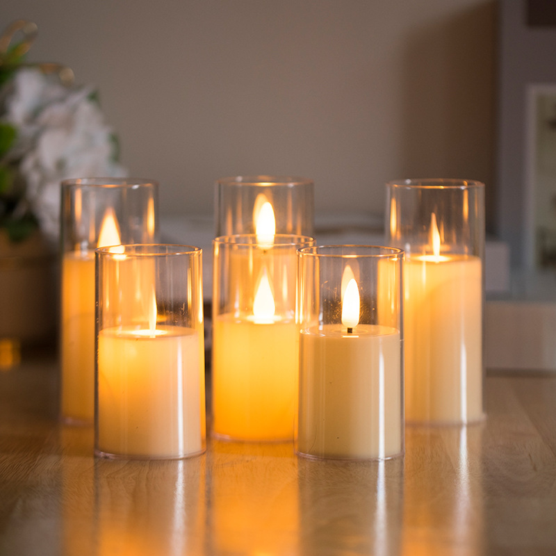 Transparent cover LED flat mouth electronic candle lamp romantic atmosphere lamp details Picture