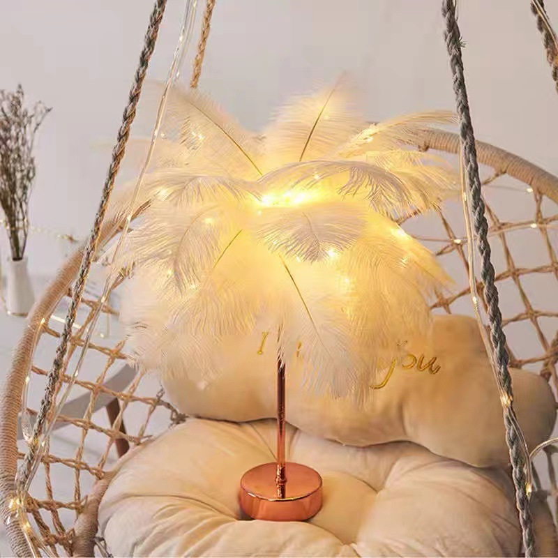LED feather lamp, copper wire colored lamp, ins feather table lamp, romantic room decoration Application Scenario