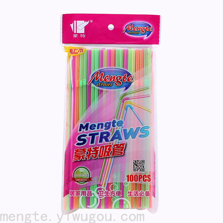 5Mm*21Cm Color Bar 100Pcs Bendable Plastic Ordinary Straws Exported To Africa Hot Soy Milk Drink Straws details Picture