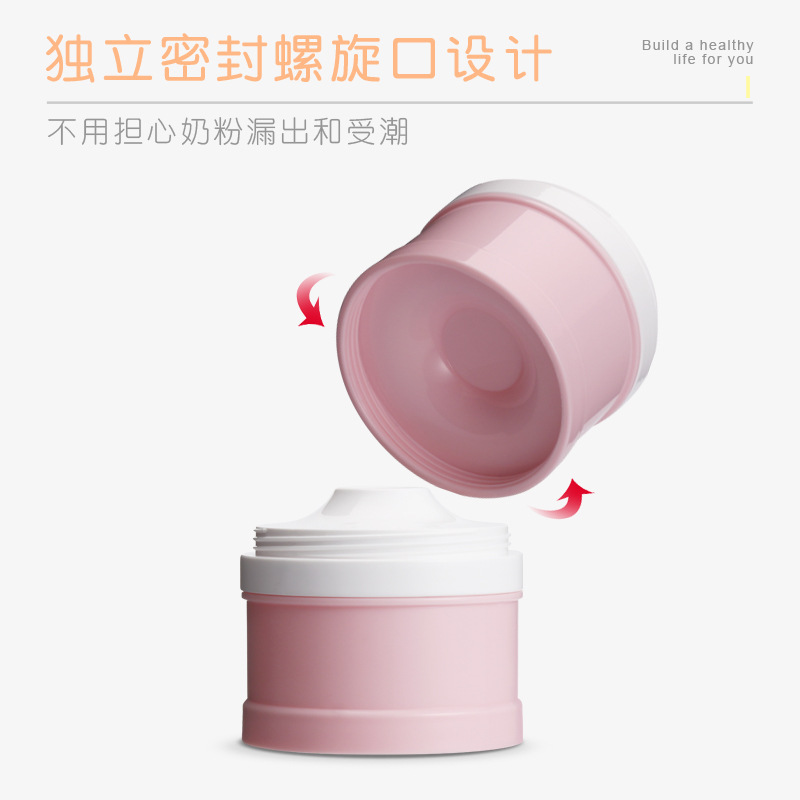 Portable baby milk powder box with independent three-layer compartments, milk powder grid cartoon large-capacity milk powder can Specification image